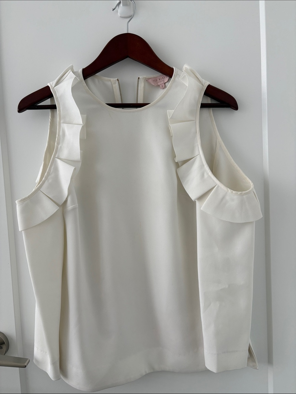 Ted Baker Ivory Ruffle Shoulder Blouse